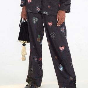 FARM Rio Dark Velour Hearts Pants size small